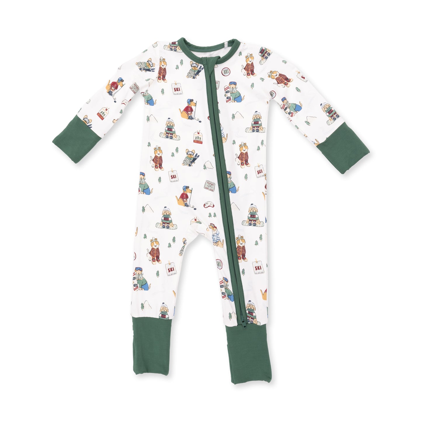 Winter Sports Dogs Green - Convertible Romper