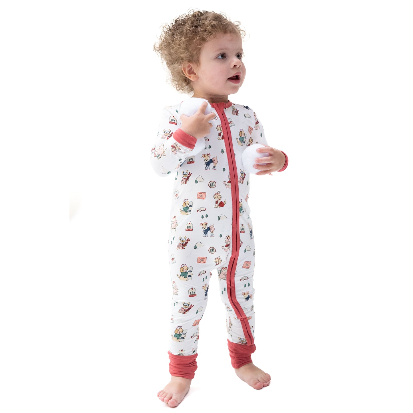Winter Sports Dogs Pink - Convertible Romper