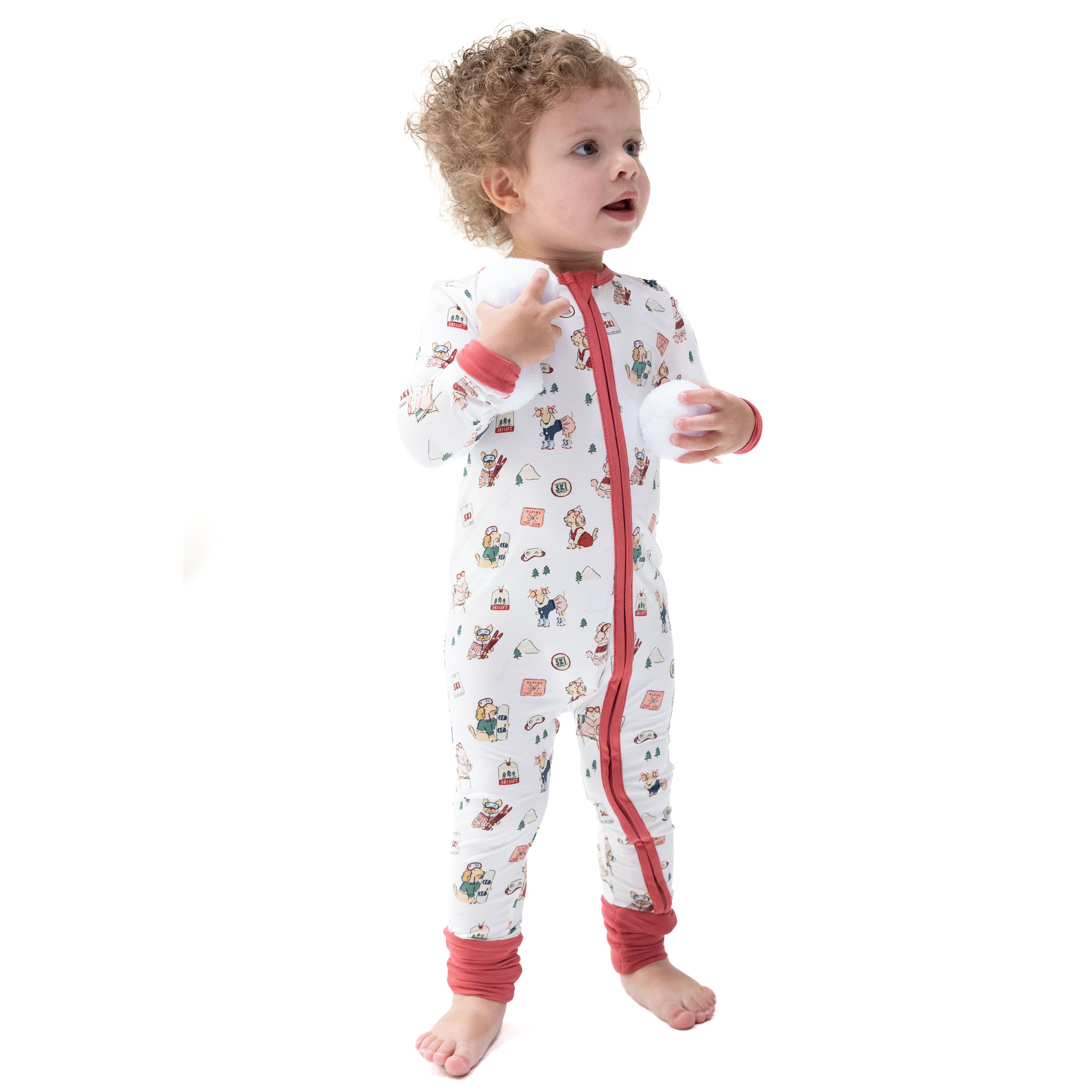 Winter Sports Dogs Pink - Convertible Romper