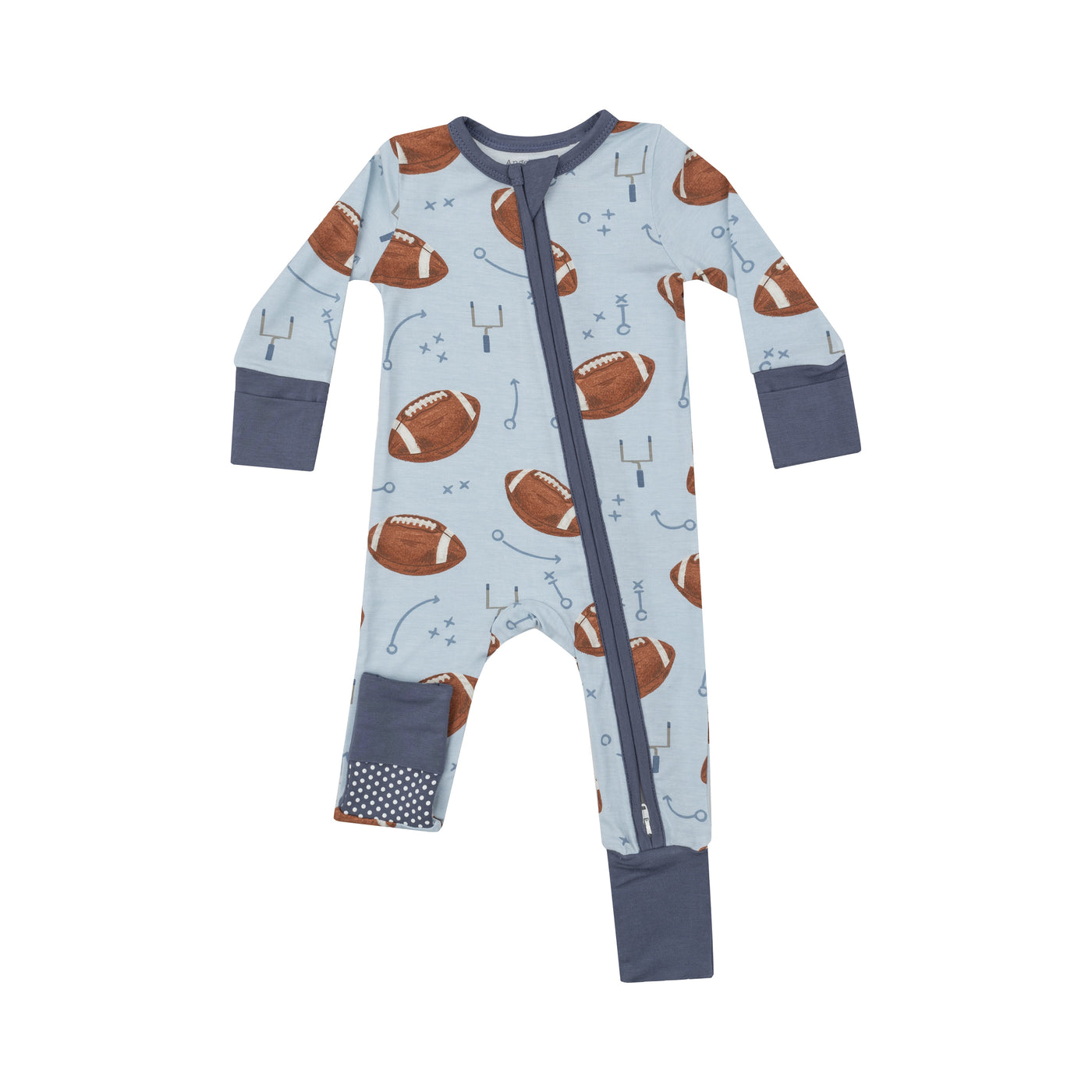 2 Way Zipper Romper - Footballs Blue by Angel Dear