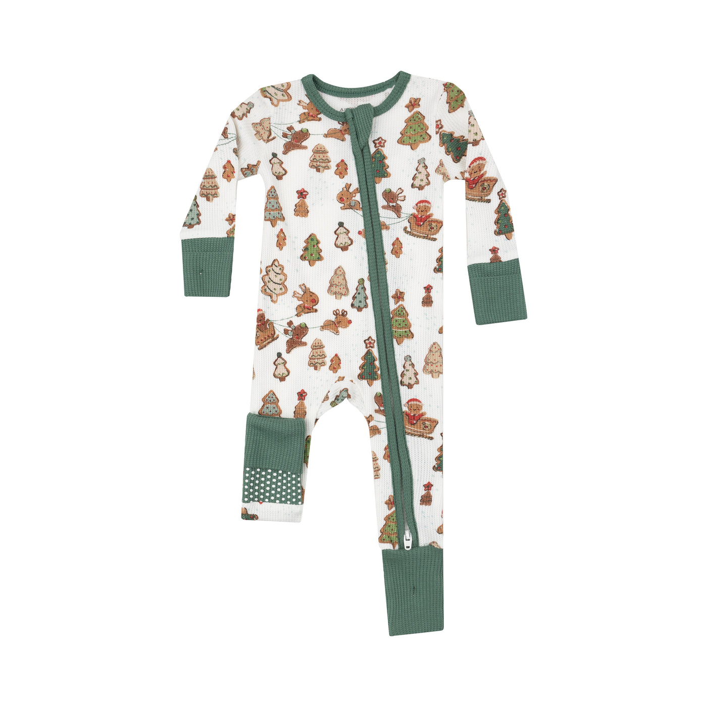 2 Way Zipper Romper - Gingerbread Sleigh Ride-Angel Dear