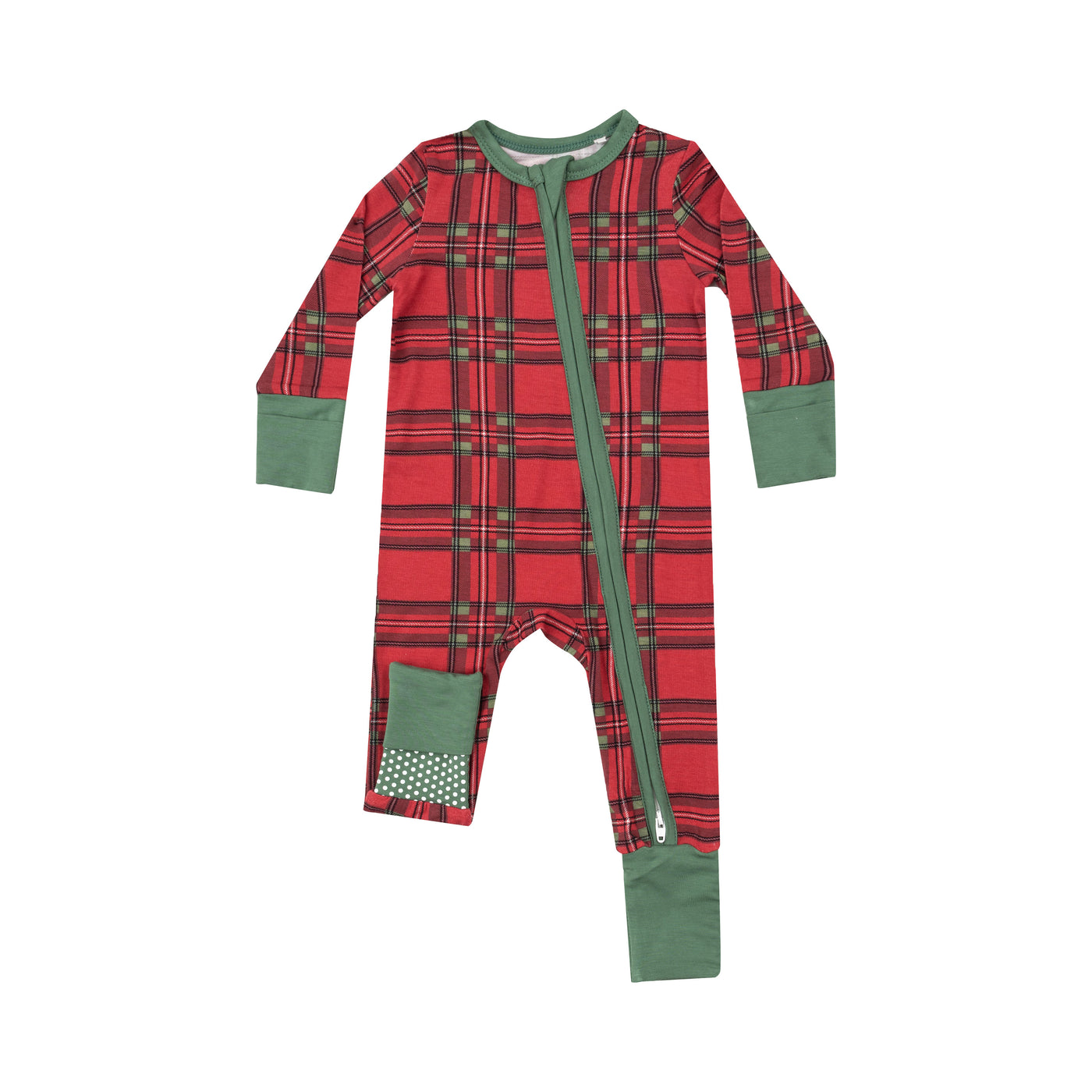 2 Way Zipper Romper - Vintage Holiday Plaid-Angel Dear