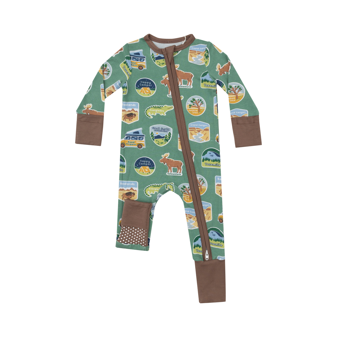 2 Way Zipper Romper - National Park Stickers-Angel Dear