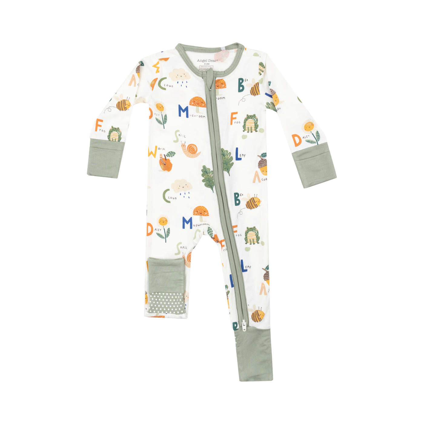 2 Way Zipper Romper - Nature Abc'S-Angel Dear