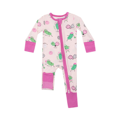 2 Way Zipper Romper - Pickleball Pink-Angel Dear