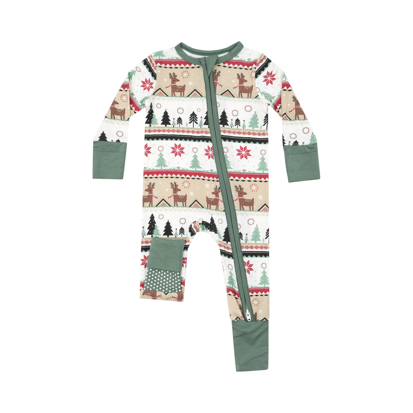 2 Way Zipper Romper - Reindeer Fair Isle-Angel Dear