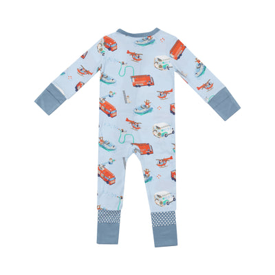 2 Way Zipper Romper - Rescue Vehicle Dogs-Angel Dear