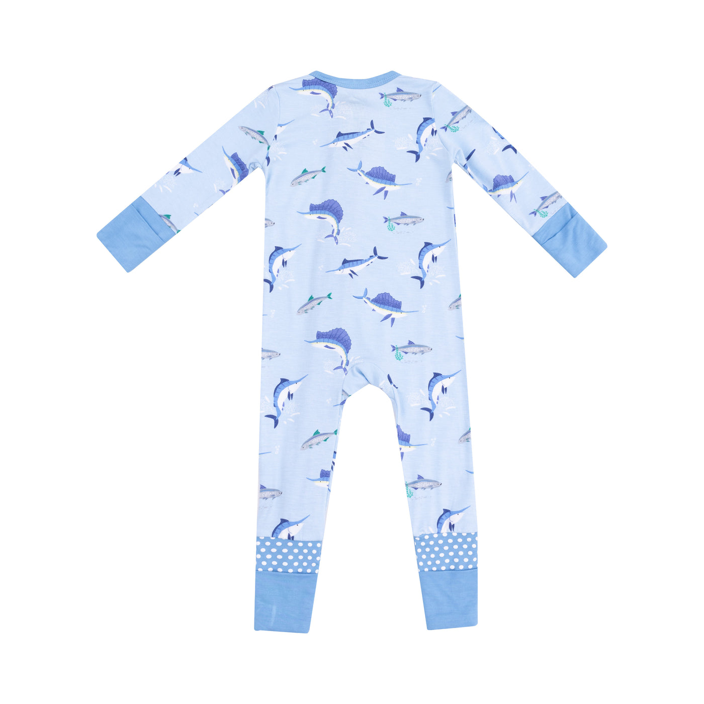 2 Way Zipper Romper - Deep Sea Fishing Blue