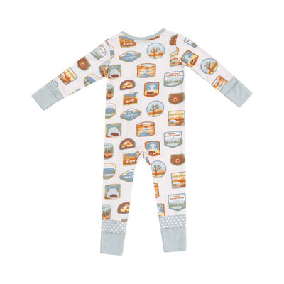 2 Way Zipper Romper - National Park Patches