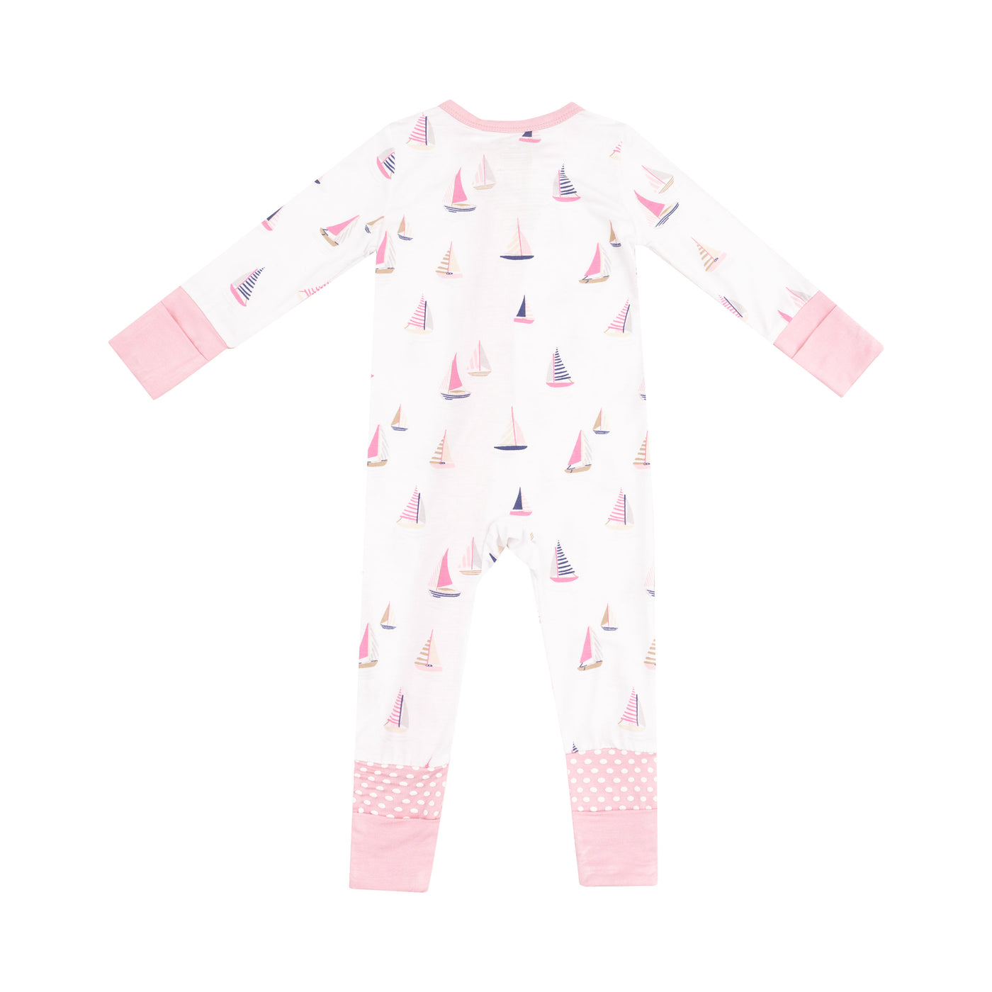 2 Way Zipper Romper - Sailboats Pink