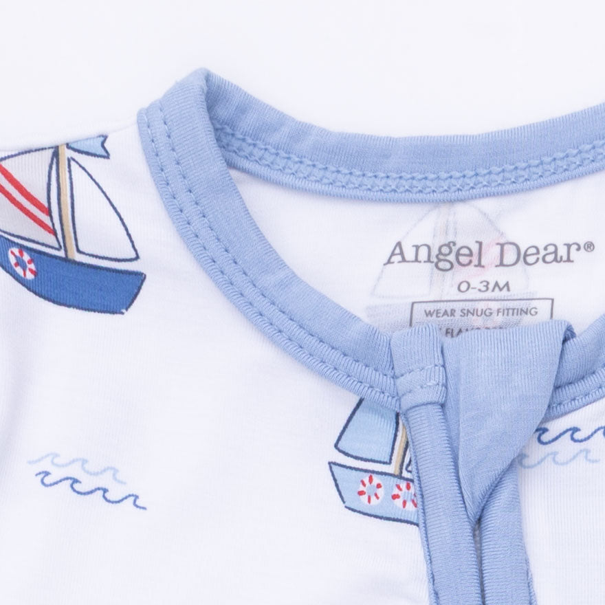 Bubbly Sailboats Blue - Convertible Romper-Angel Dear