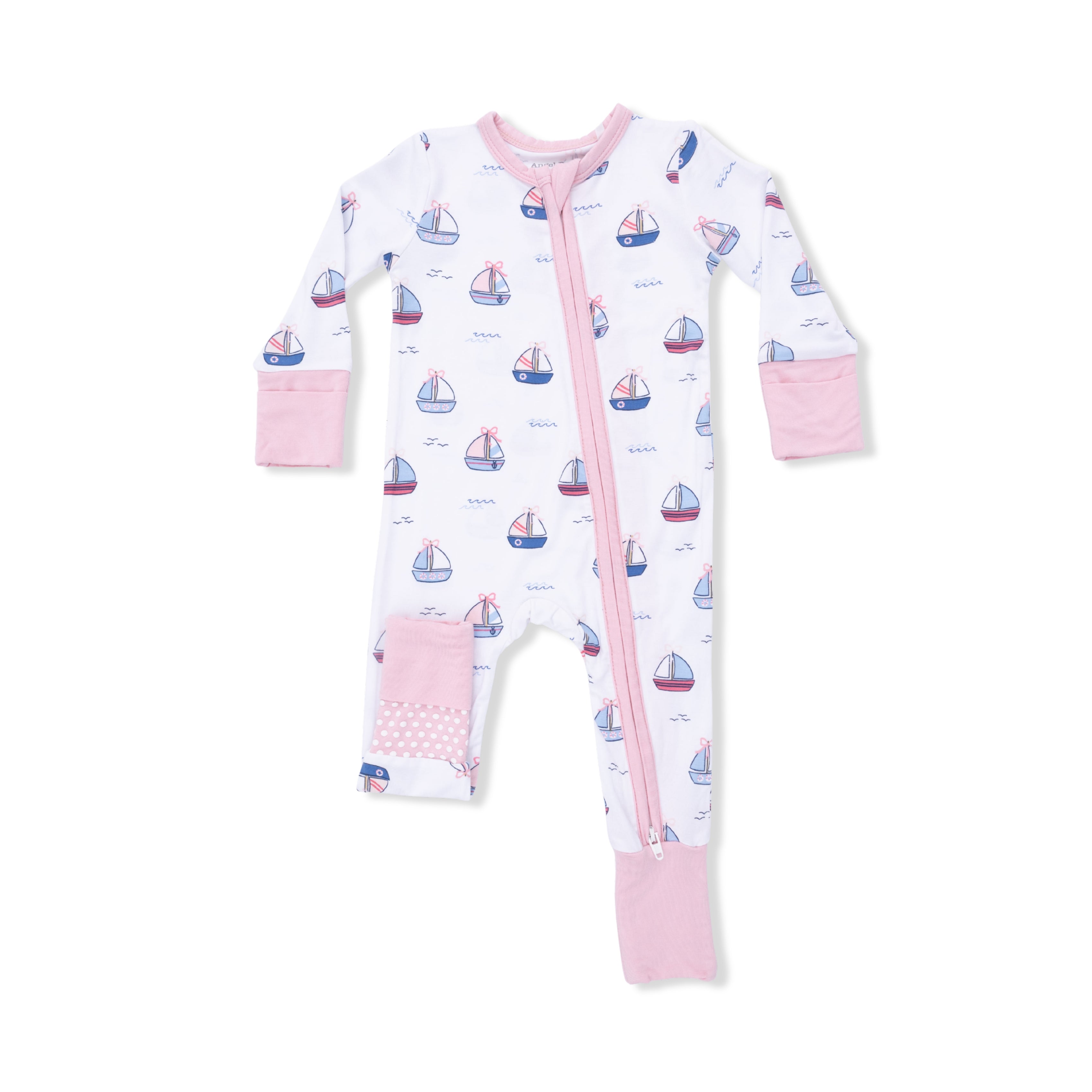 Bubbly Sailboats Pink - Convertible Romper-Angel Dear