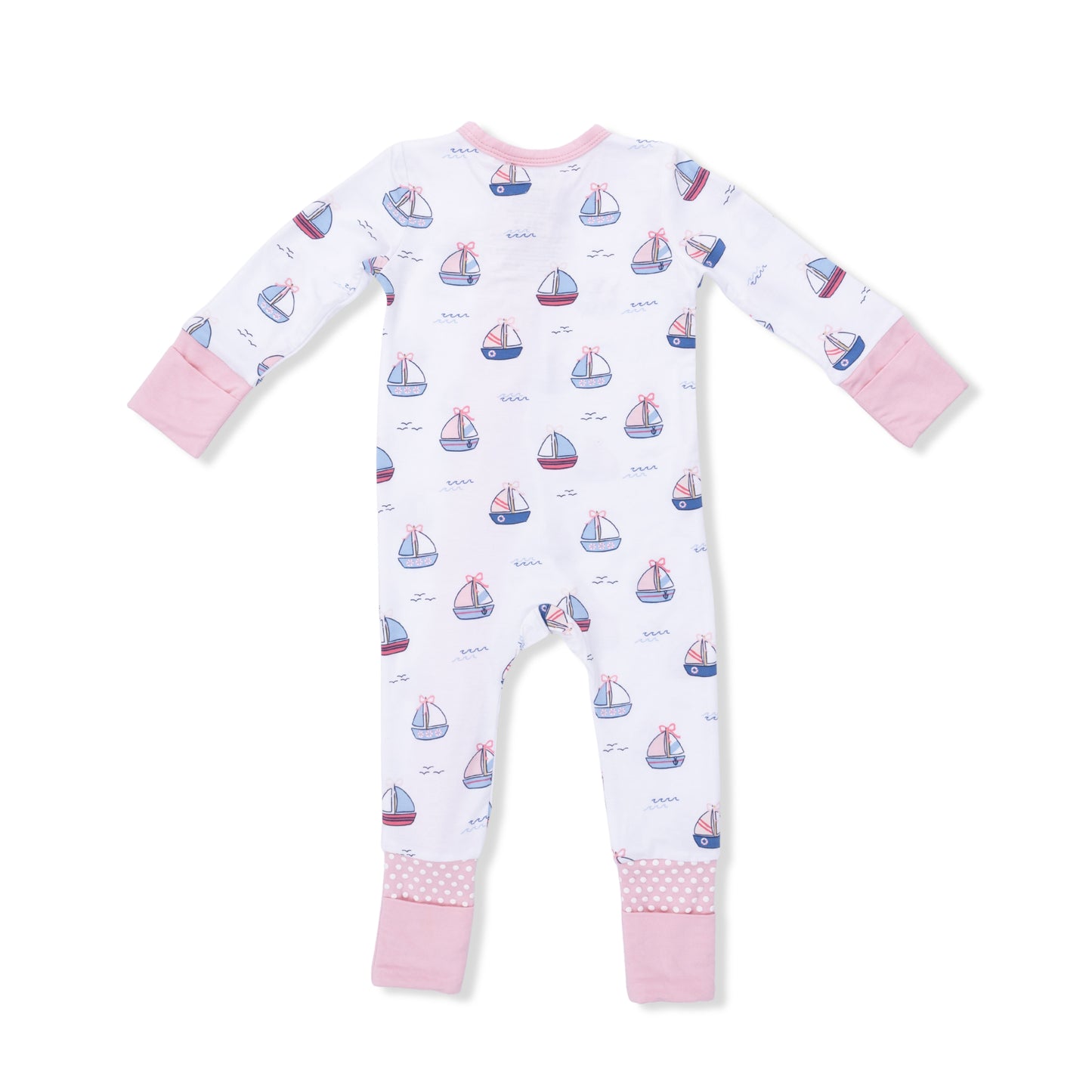 Bubbly Sailboats Pink - Convertible Romper-Angel Dear