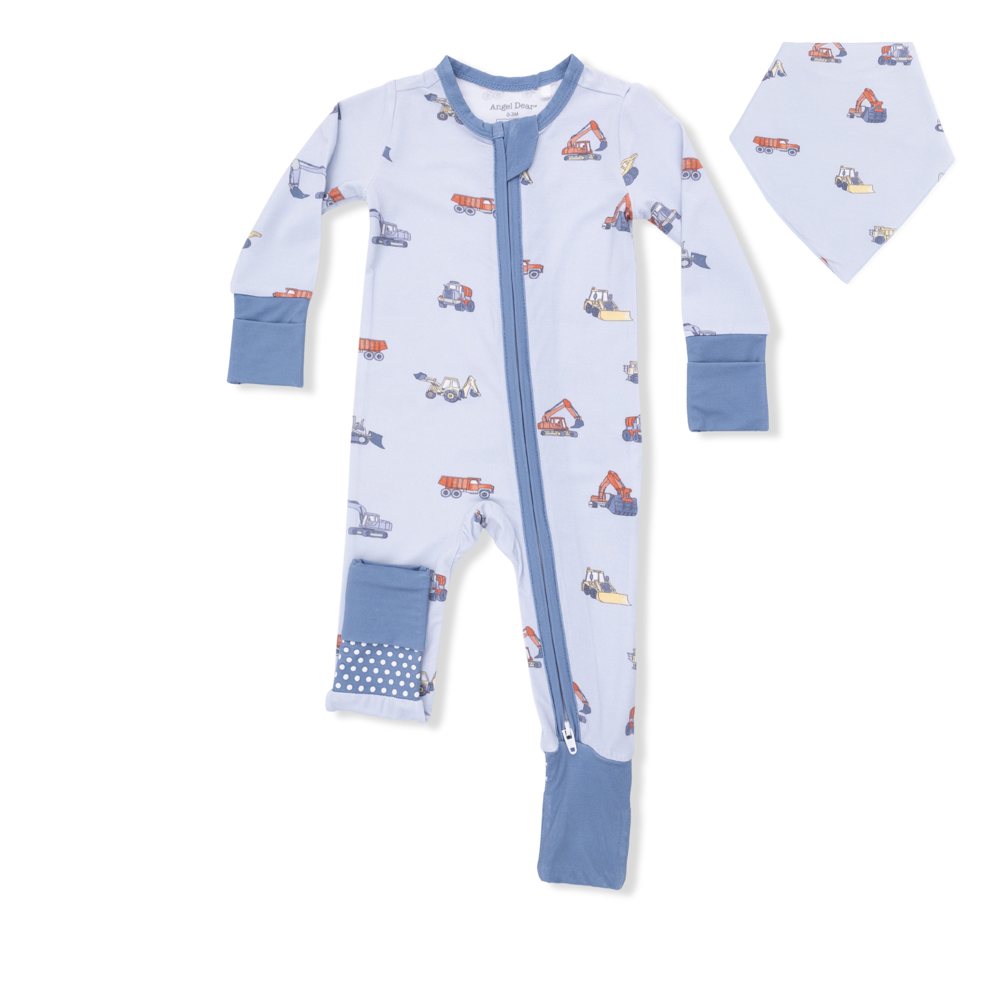 Construction Vehicles - Convertible Romper & Bandana Bib Set-Angel Dear