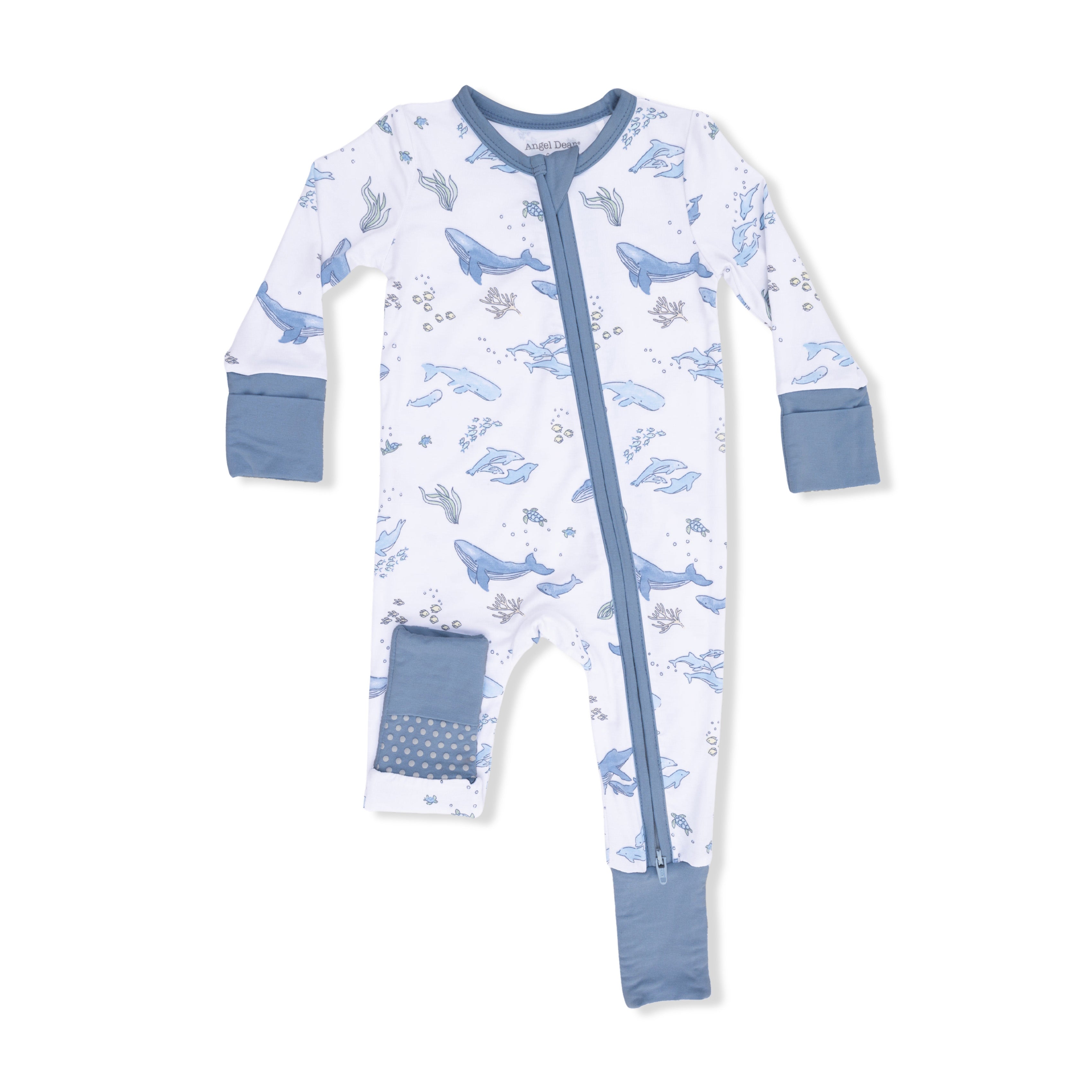 Watercolor Blue Whales - Convertible Romper-Angel Dear