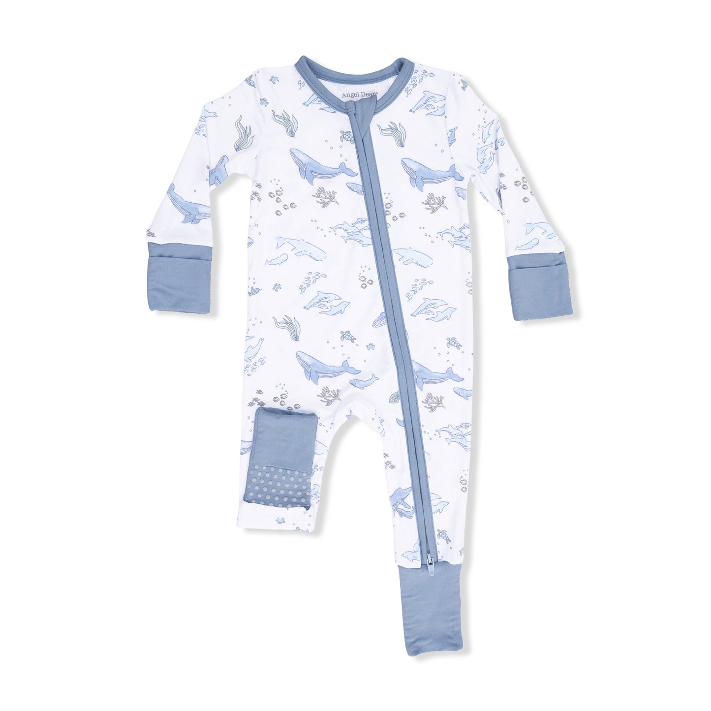 Watercolor Blue Whales - Convertible Romper-Angel Dear