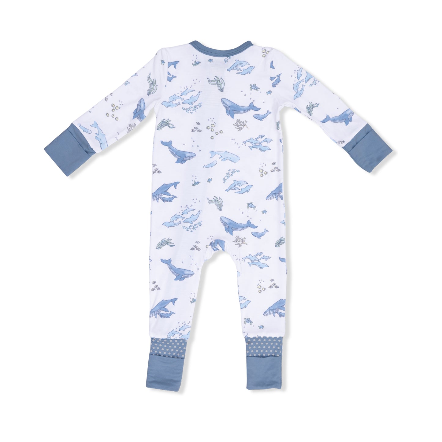 Watercolor Blue Whales - Convertible Romper-Angel Dear