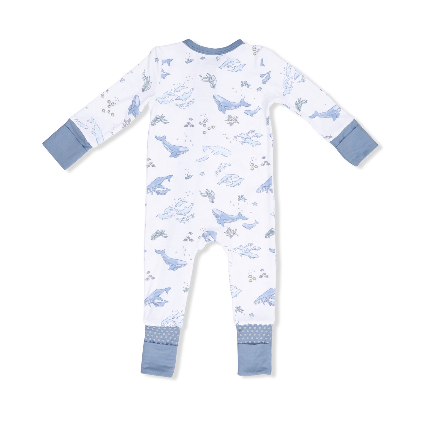 Watercolor Blue Whales - Convertible Romper-Angel Dear