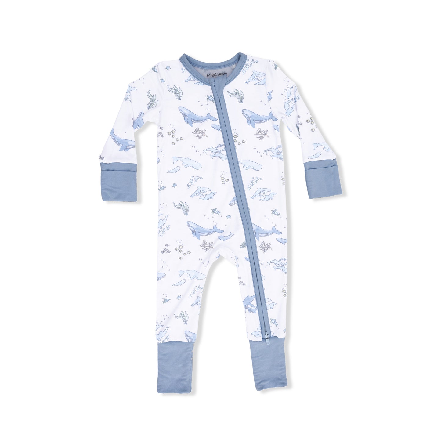 Watercolor Blue Whales - Convertible Romper-Angel Dear