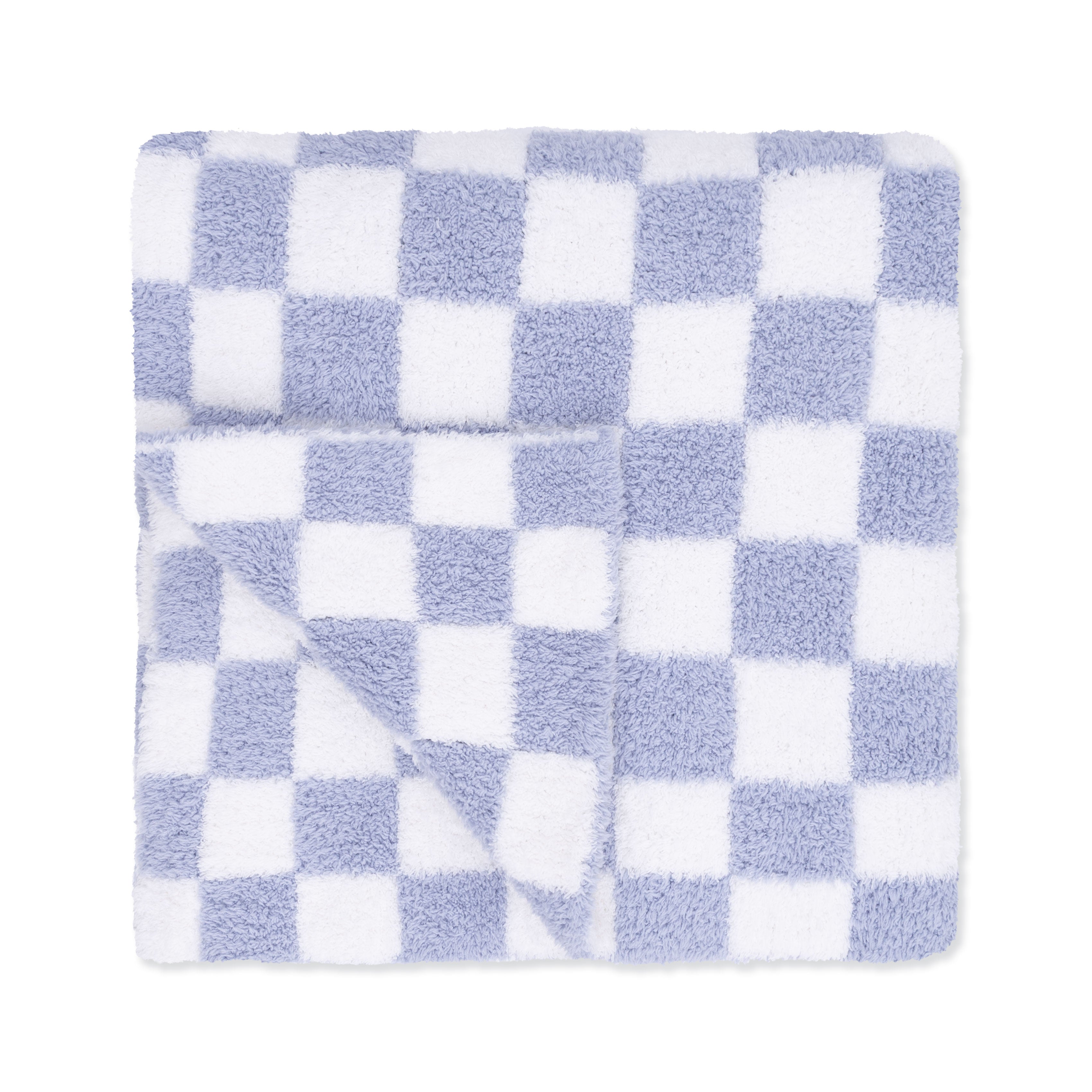 Chenille - Dusty Blue Checkerboard Blanket