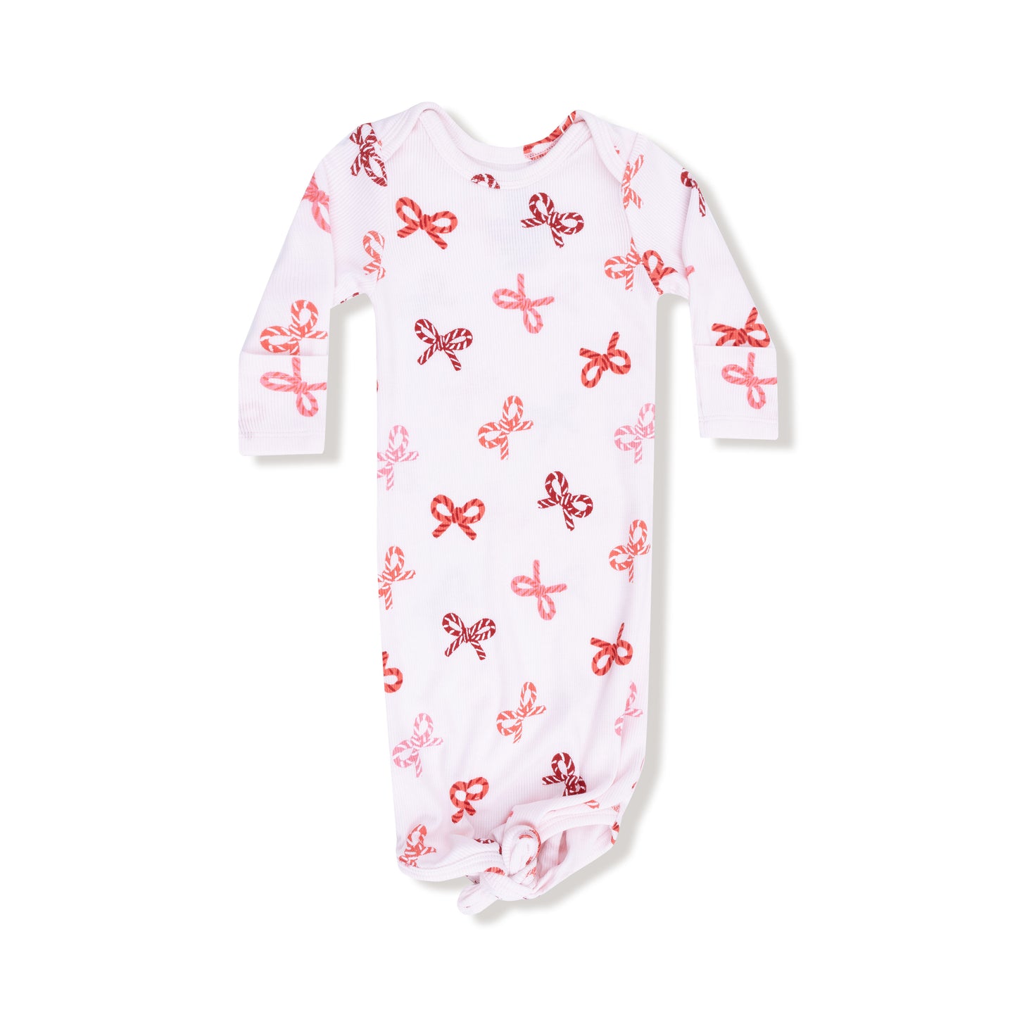 Knotted Gown in our  Candy Cane Bows print from Angel Dear