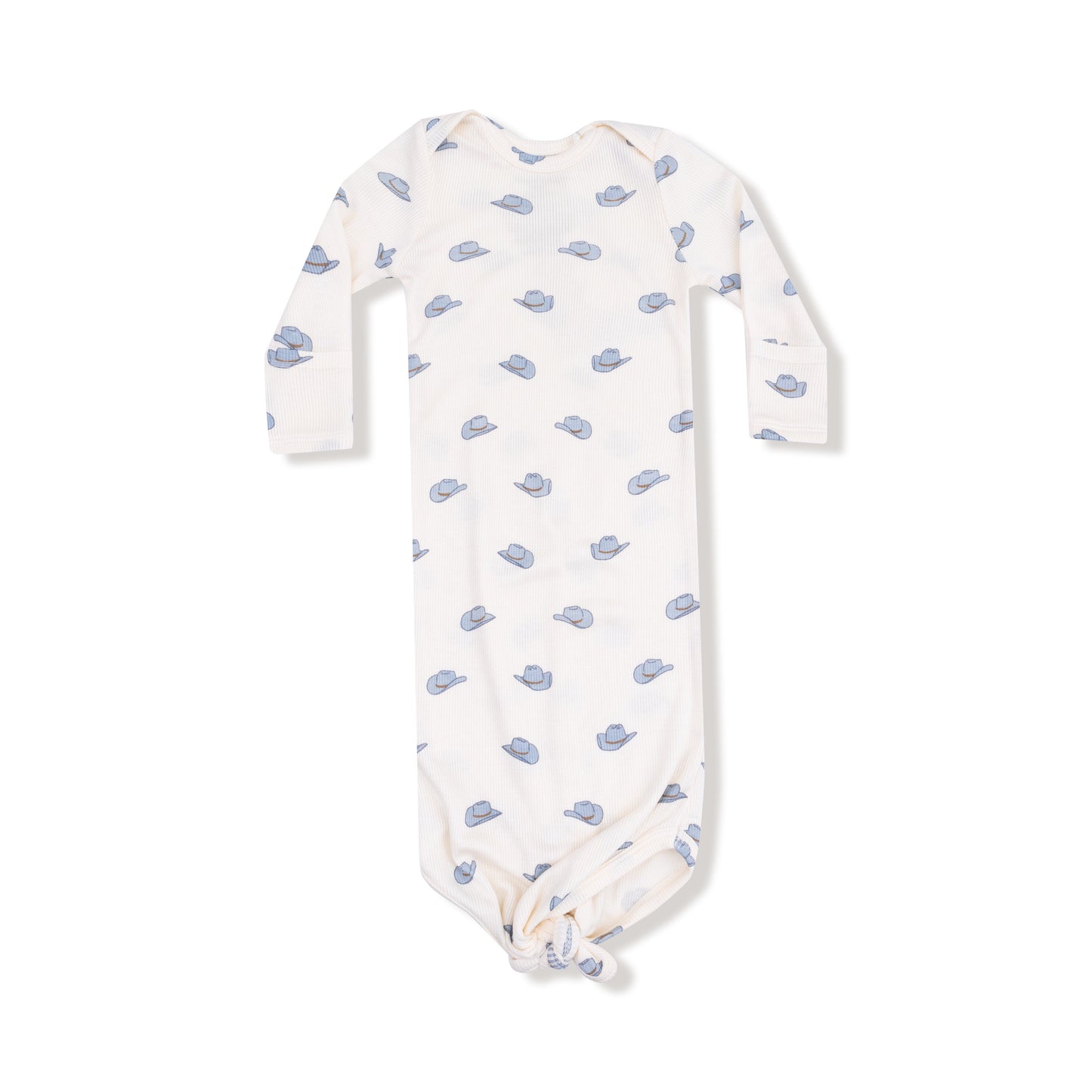 Knotted Gown in our  Petite Cowboy Hats print from Angel Dear