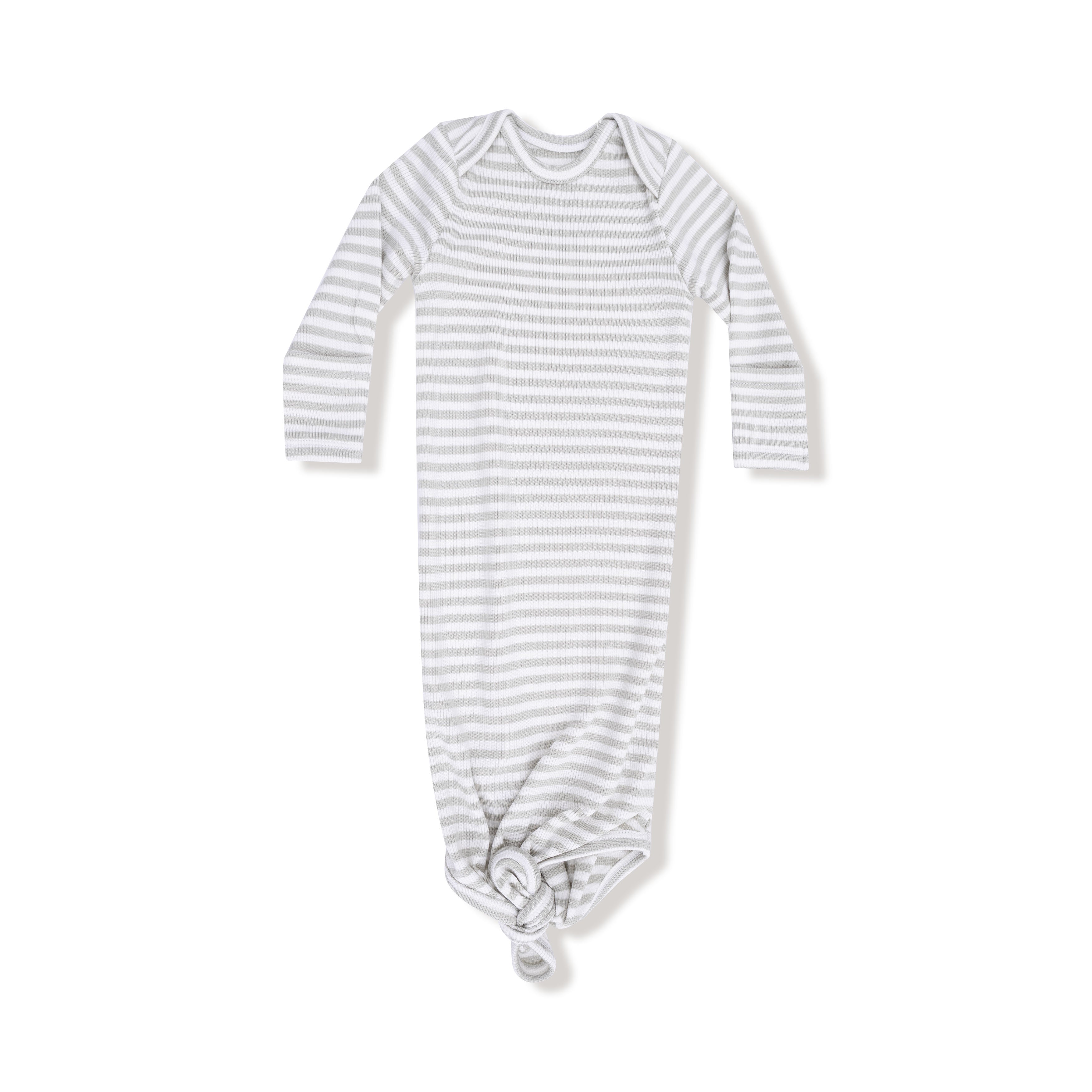 Knotted Gown in our Stripe - Mineral- Grey/White print from Angel Dear