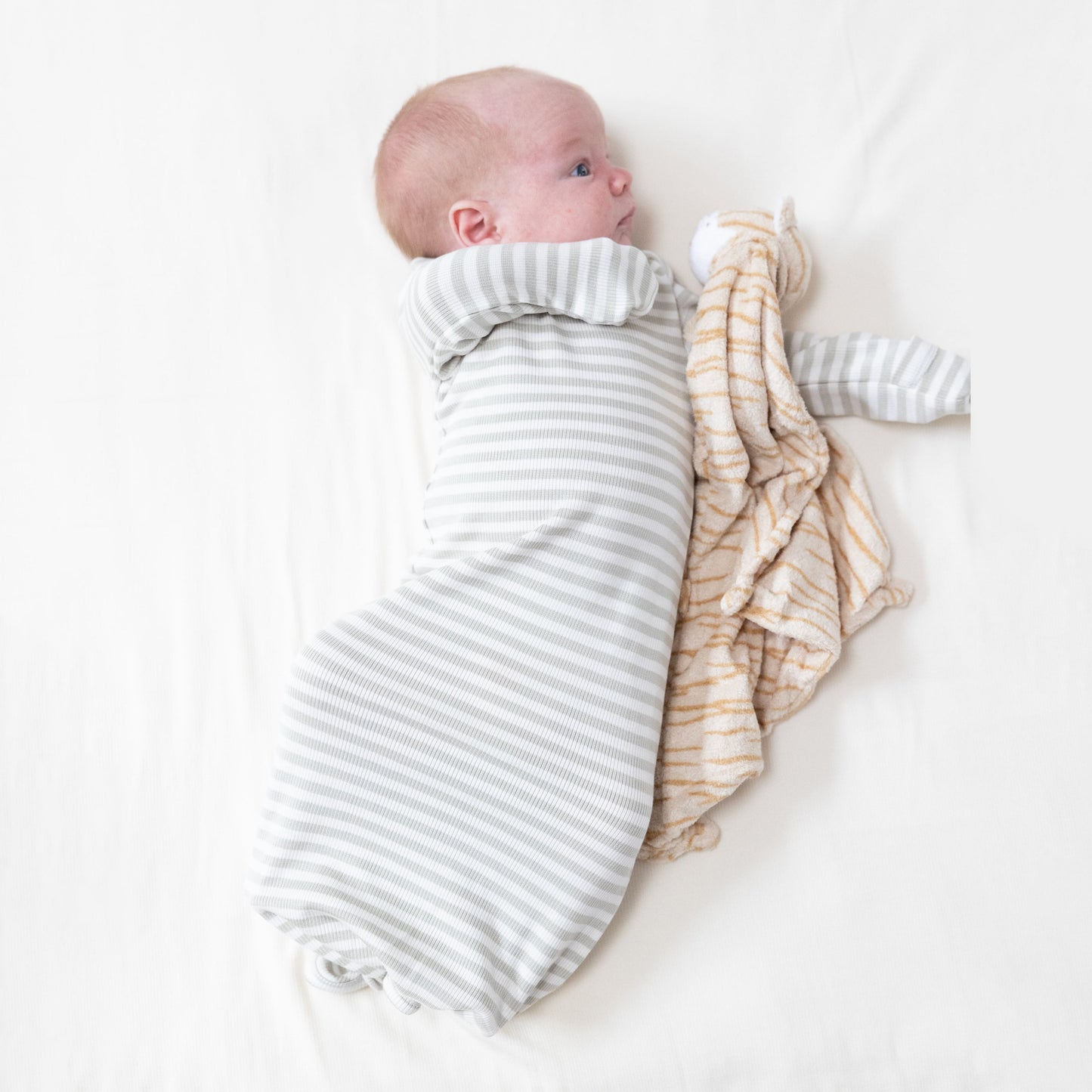 Knotted Gown in our Stripe - Mineral- Grey/White print from Angel Dear