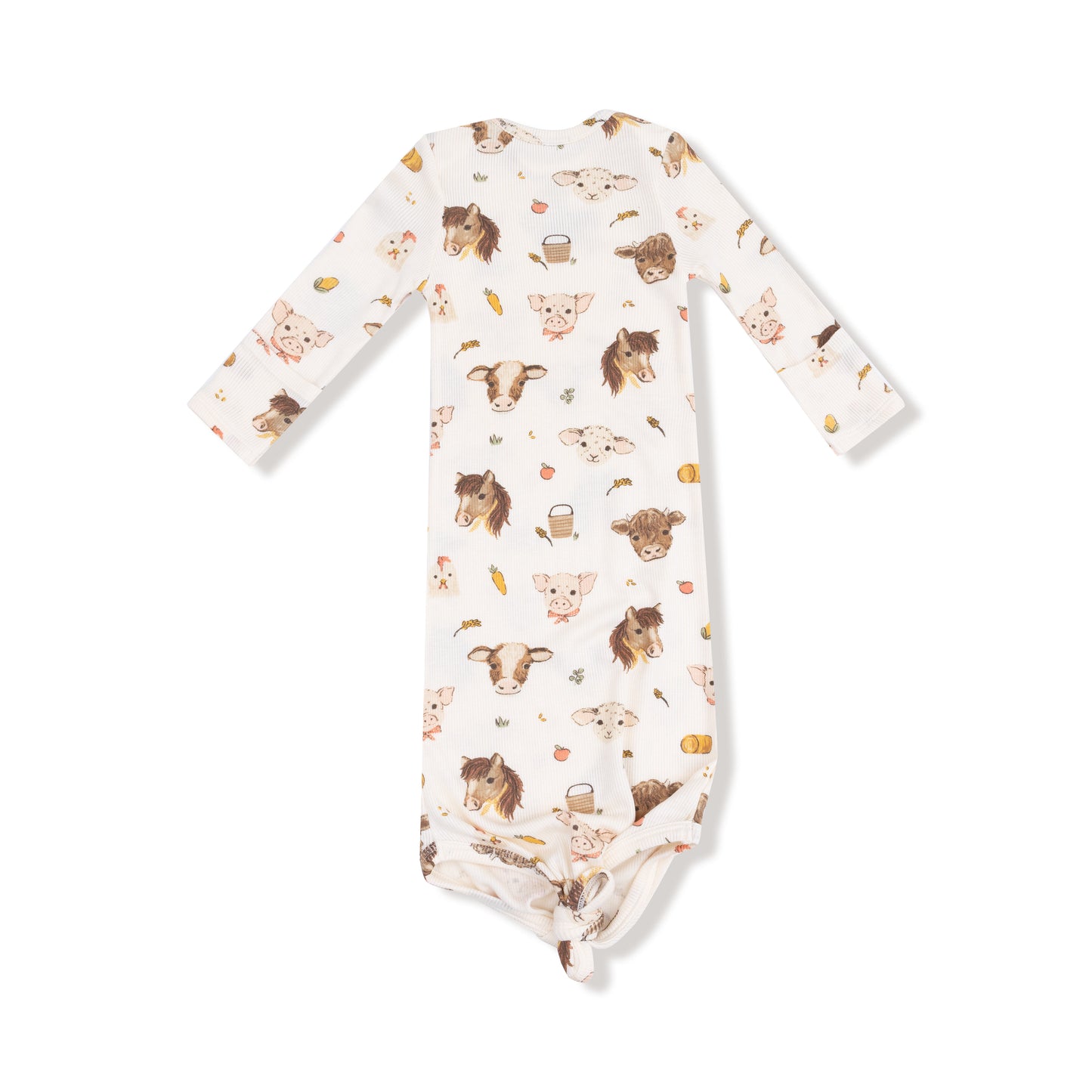 Knotted Gown in our  Vintage Baby Farm Animals print from Angel Dear