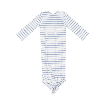 Knotted Gown - French Stripe Dusty Blue