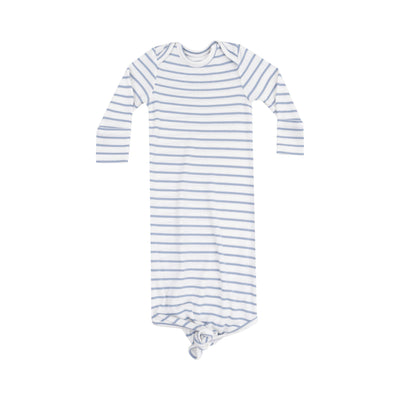 Knotted Gown - French Stripe Dusty Blue