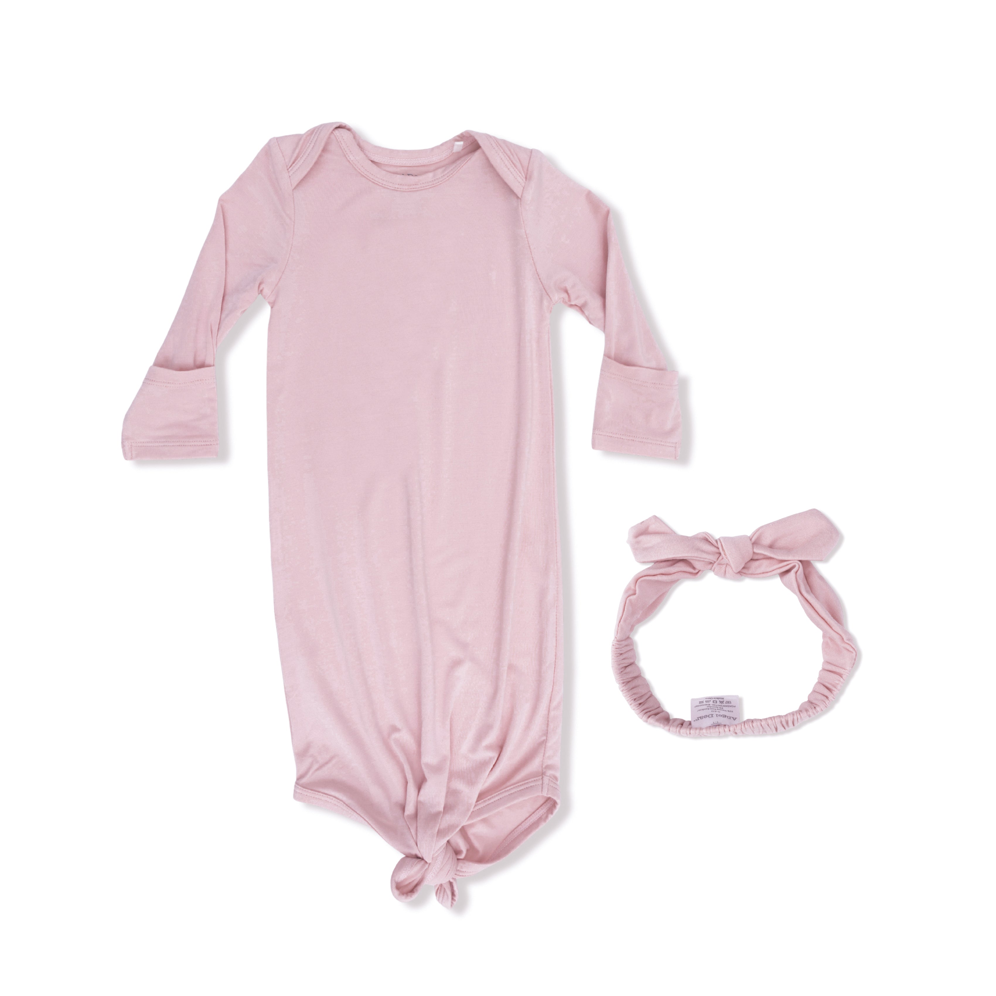 Solid Peachskin - Knotted Gown and Headband-Angel Dear