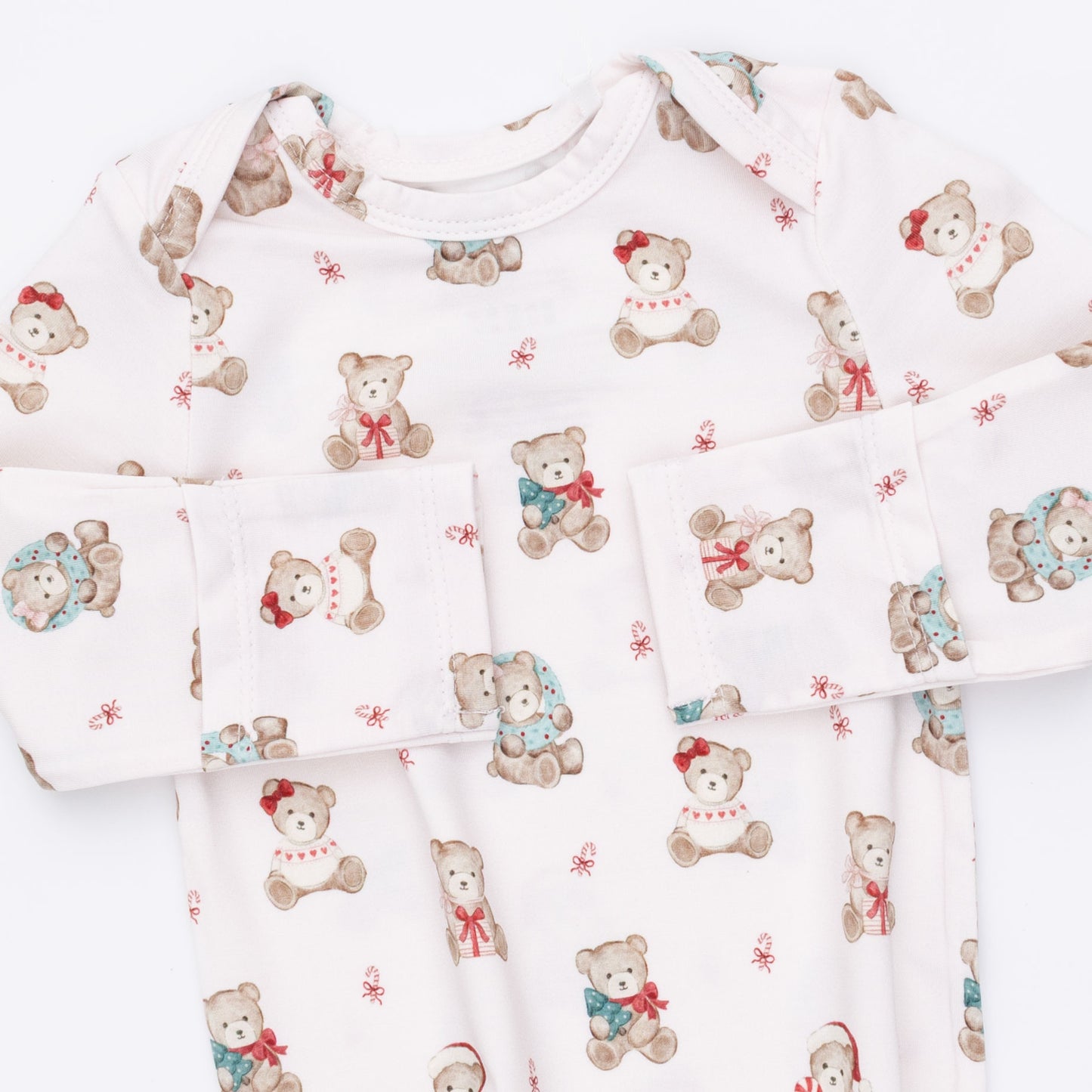 Christmas Teddy Bears Pink - Knotted Gown and Knotted Headband