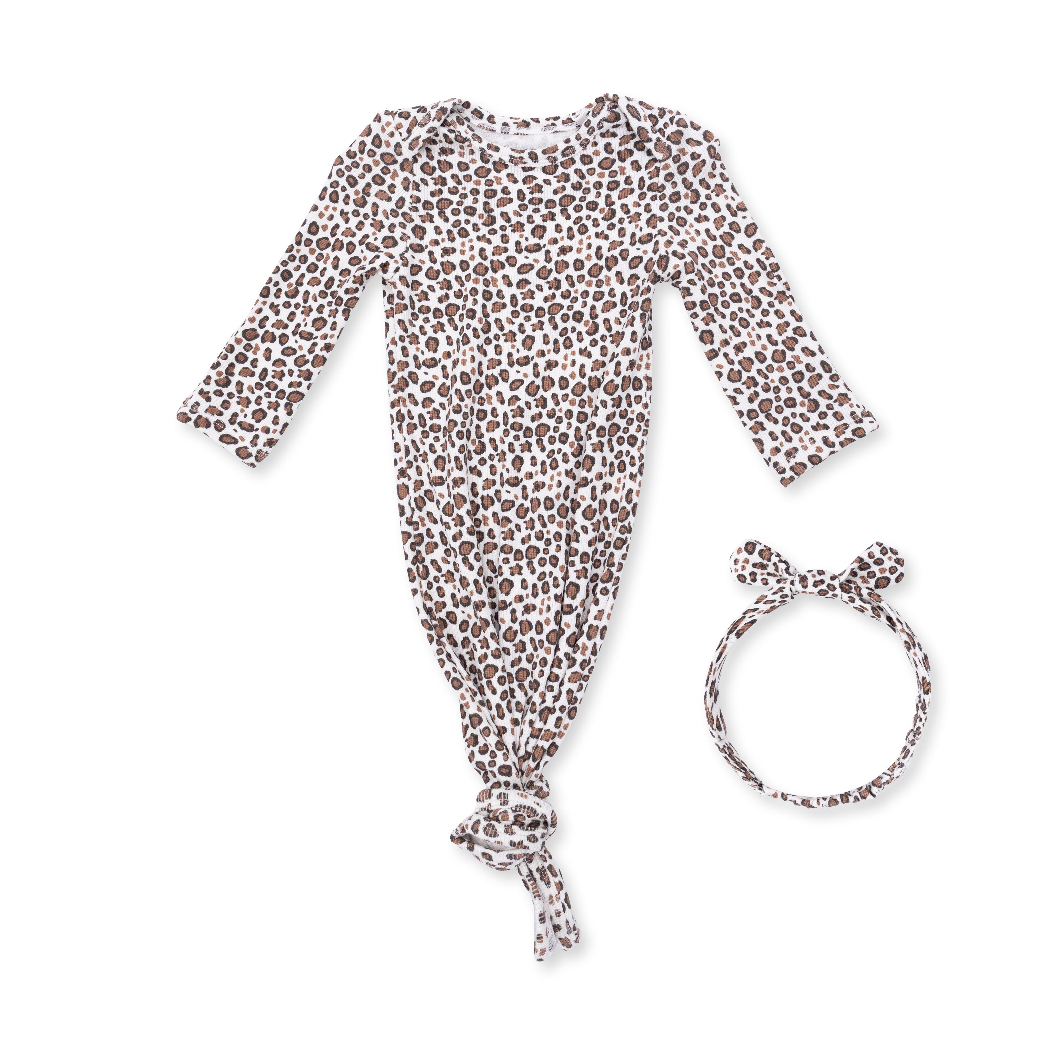 Leopard Rib - Knotted Gown and Knot Headband