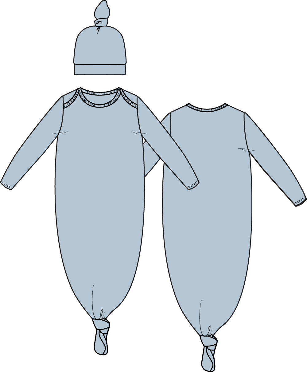 Solid Baby Blue - Knotted Gown and Knotted Hat