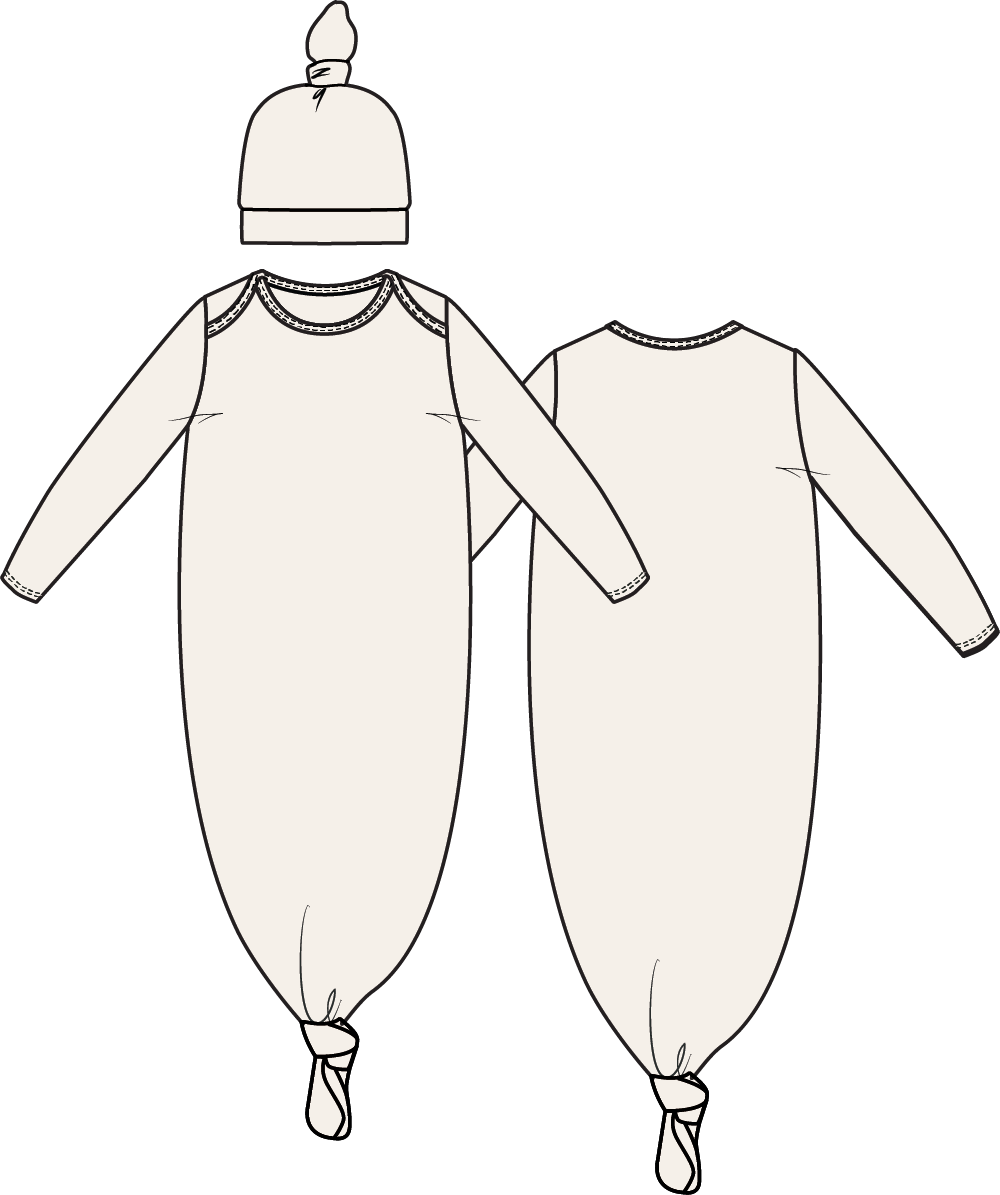 Solid Snow White - Knotted Gown and Knotted Hat