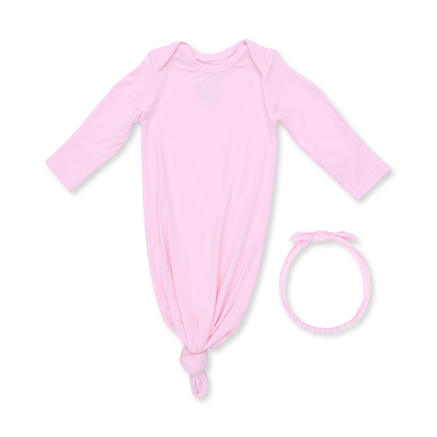 Solid Pink A Boo - Knotted Gown and Headband