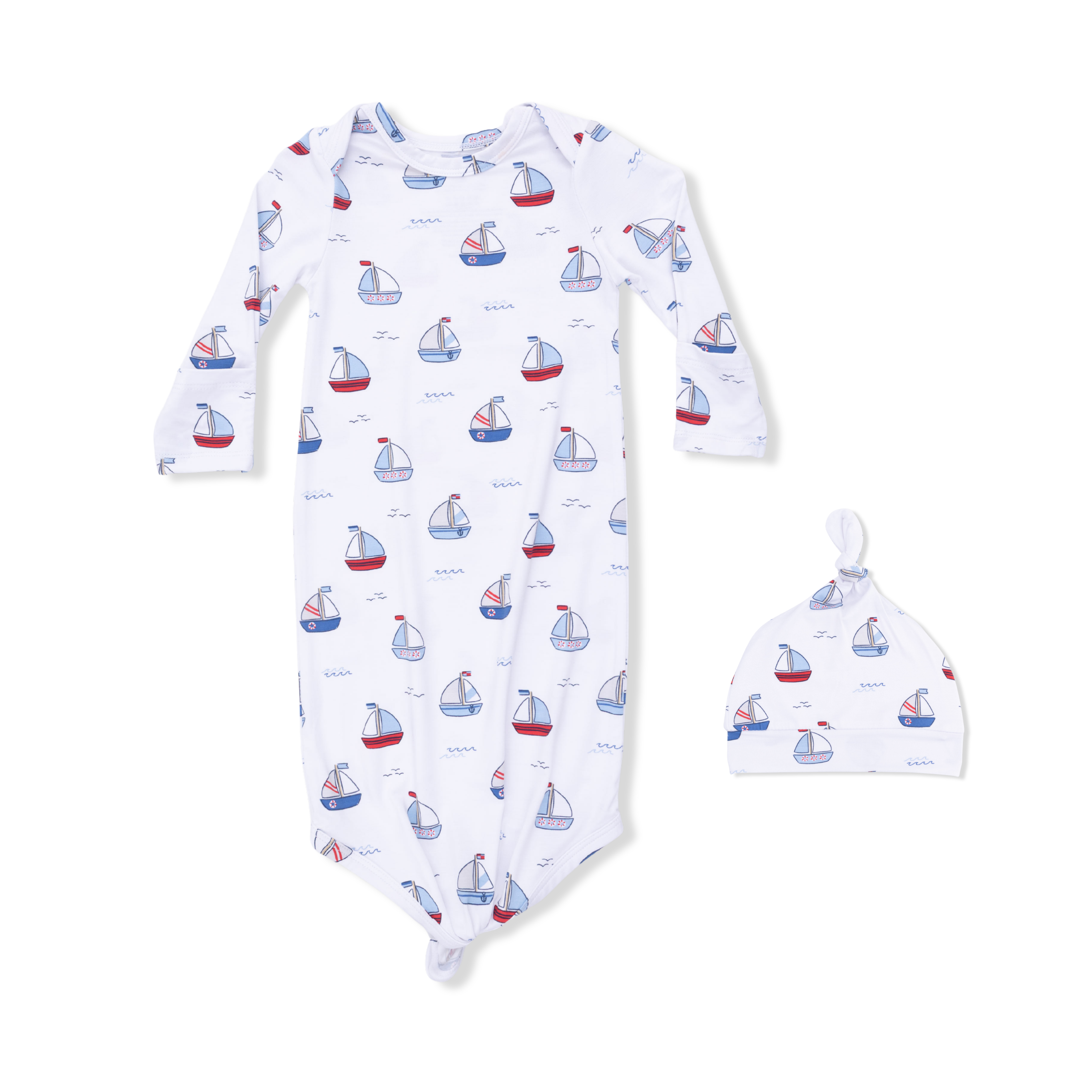 Bubbly Sailboats Blue - Knotted Gown and Hat-Angel Dear