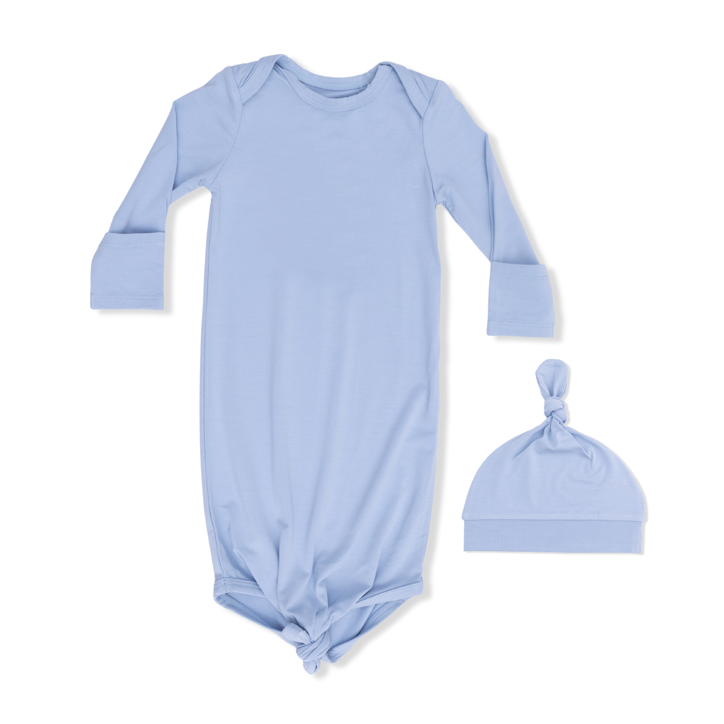 Solid Blue Fog - Knotted Gown and Hat-Angel Dear