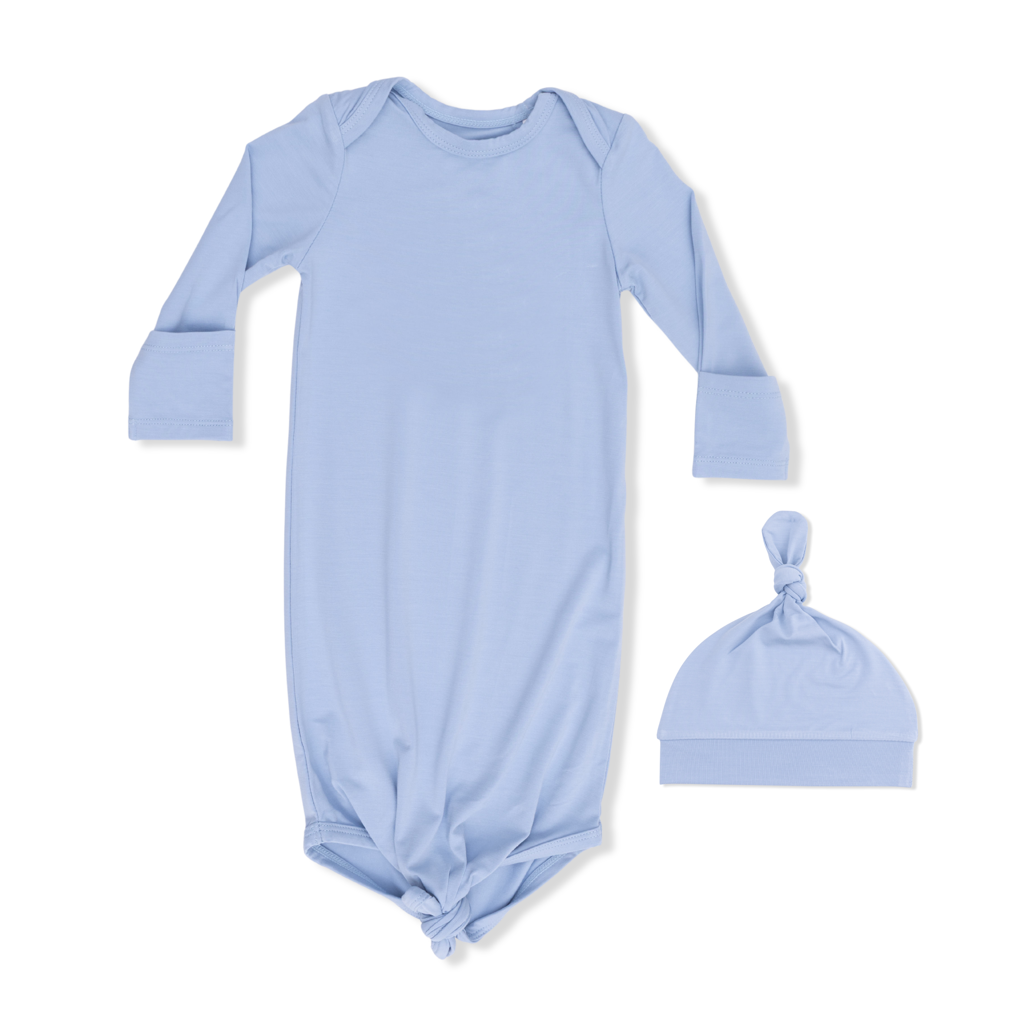 Solid Blue Fog - Knotted Gown and Hat-Angel Dear