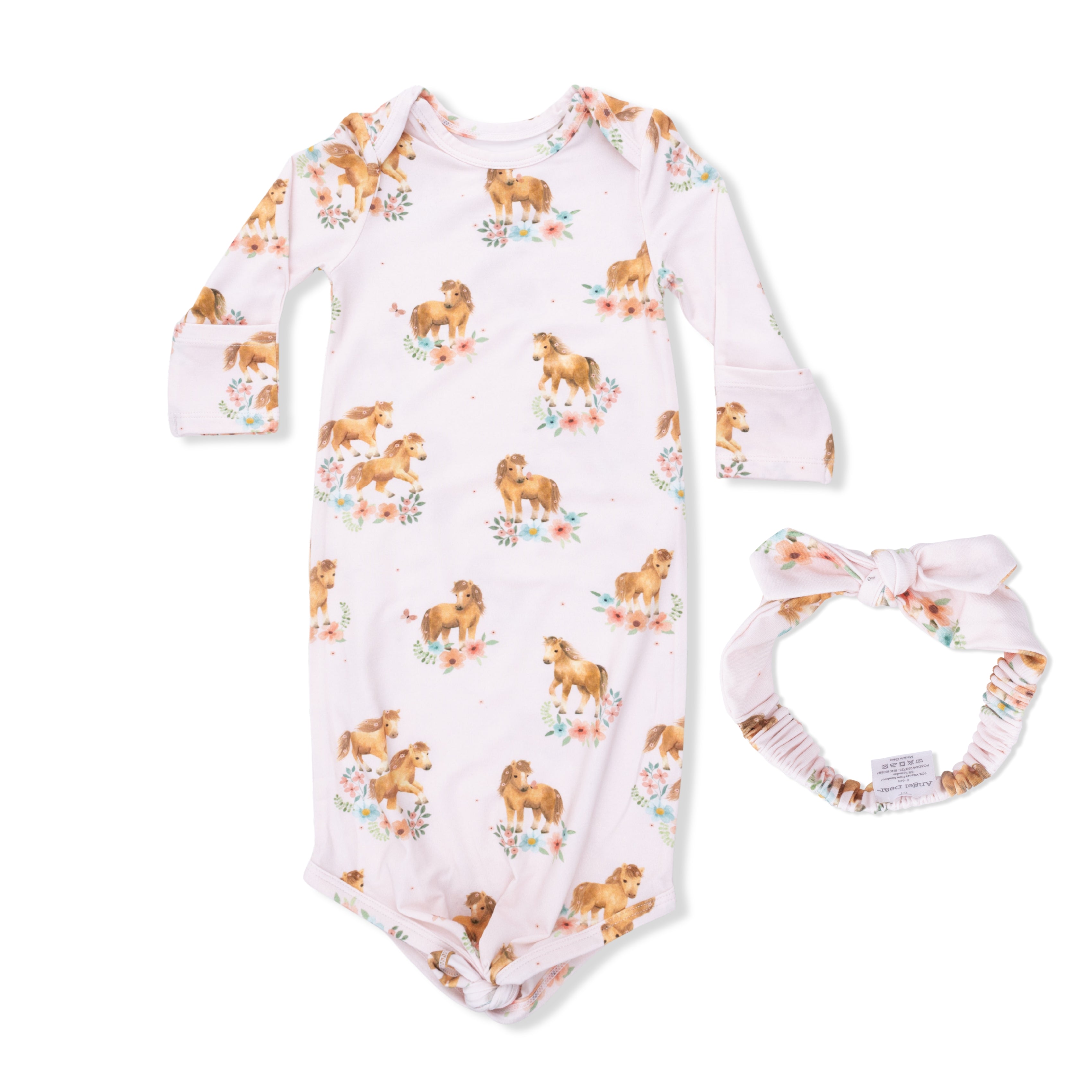 Pink Ponies - Knotted Gown and Headband-Angel Dear