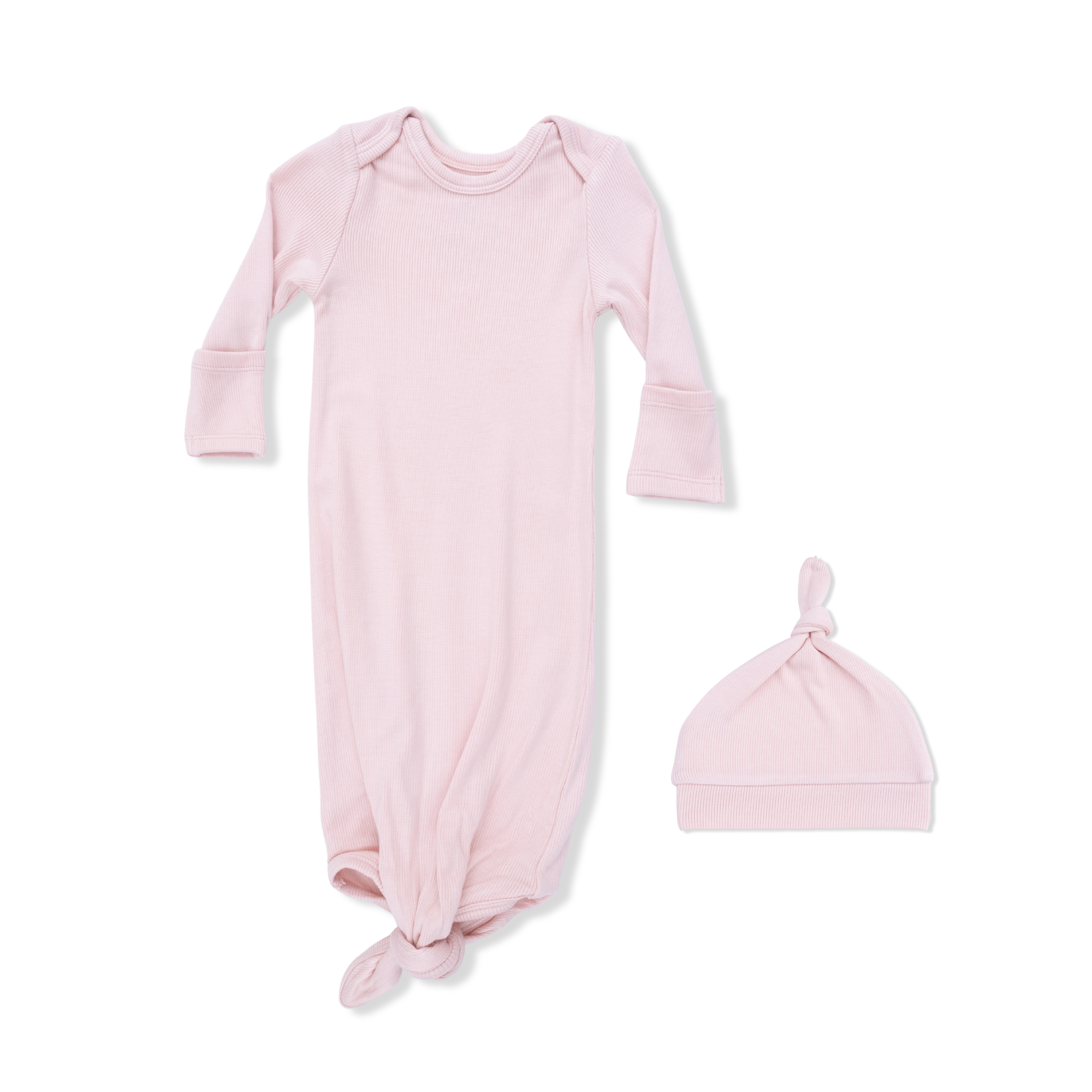 Solid Veiled Pink - Knotted Gown and Hat-Angel Dear