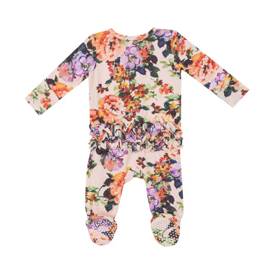 2 Way Ruffle Zipper Footie - Autumn Rose