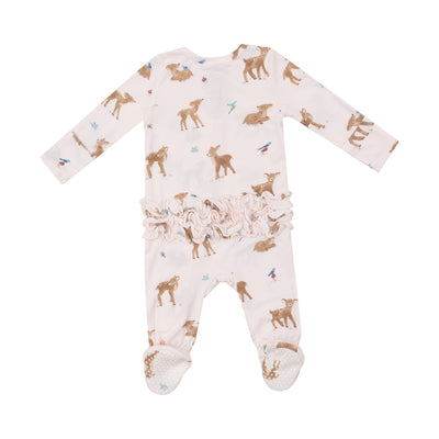 2 Way Ruffle Zipper Footie - Soft Deer-Angel Dear