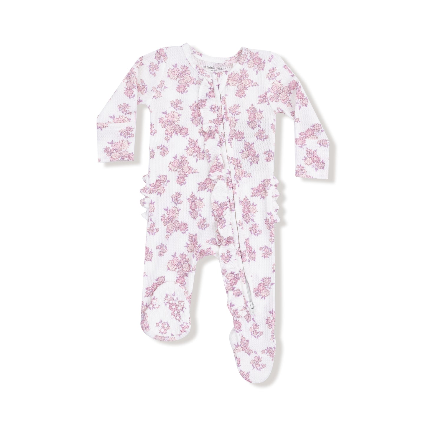 2 Way Ruffle Zipper Footie in our  Countryside Coreopsis print from Angel Dear