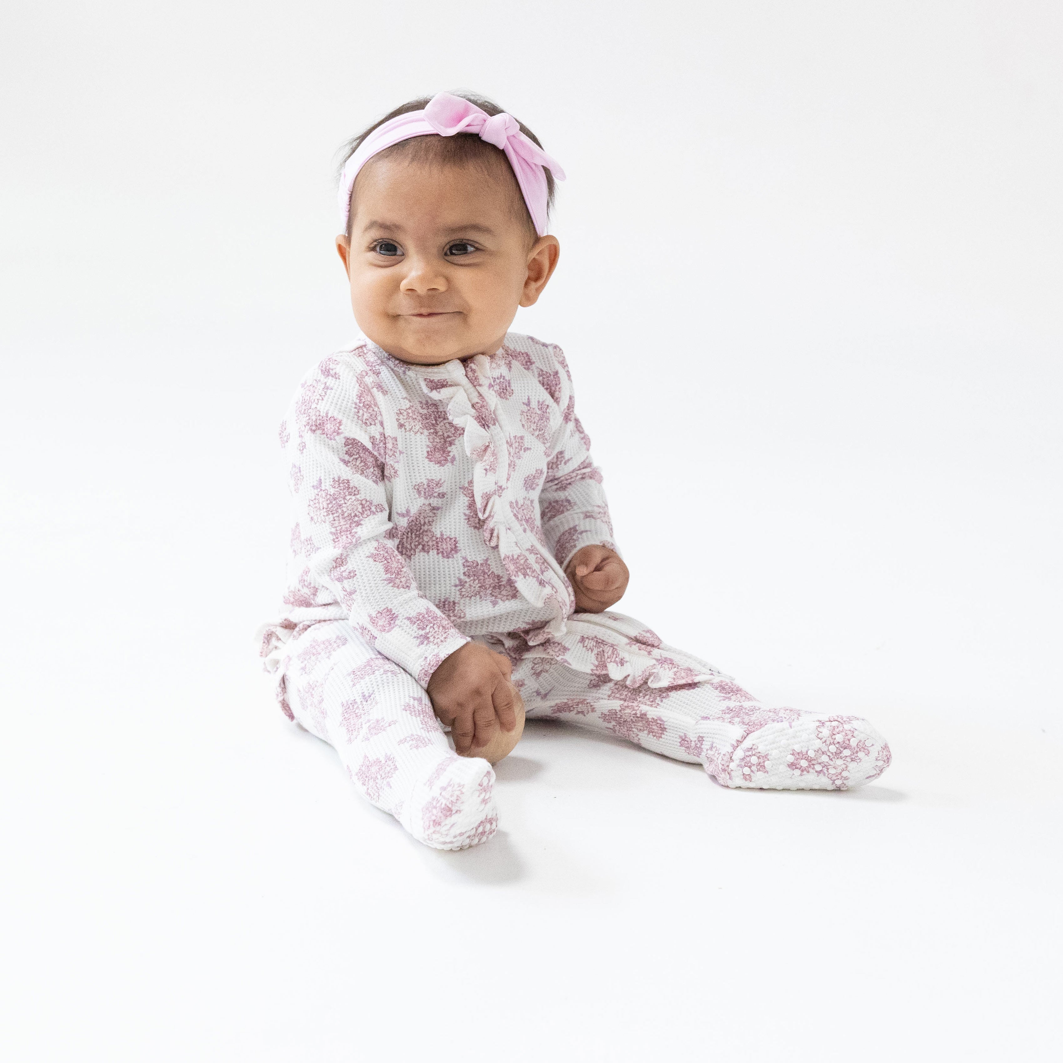 2 Way Ruffle Zipper Footie in our  Countryside Coreopsis print from Angel Dear