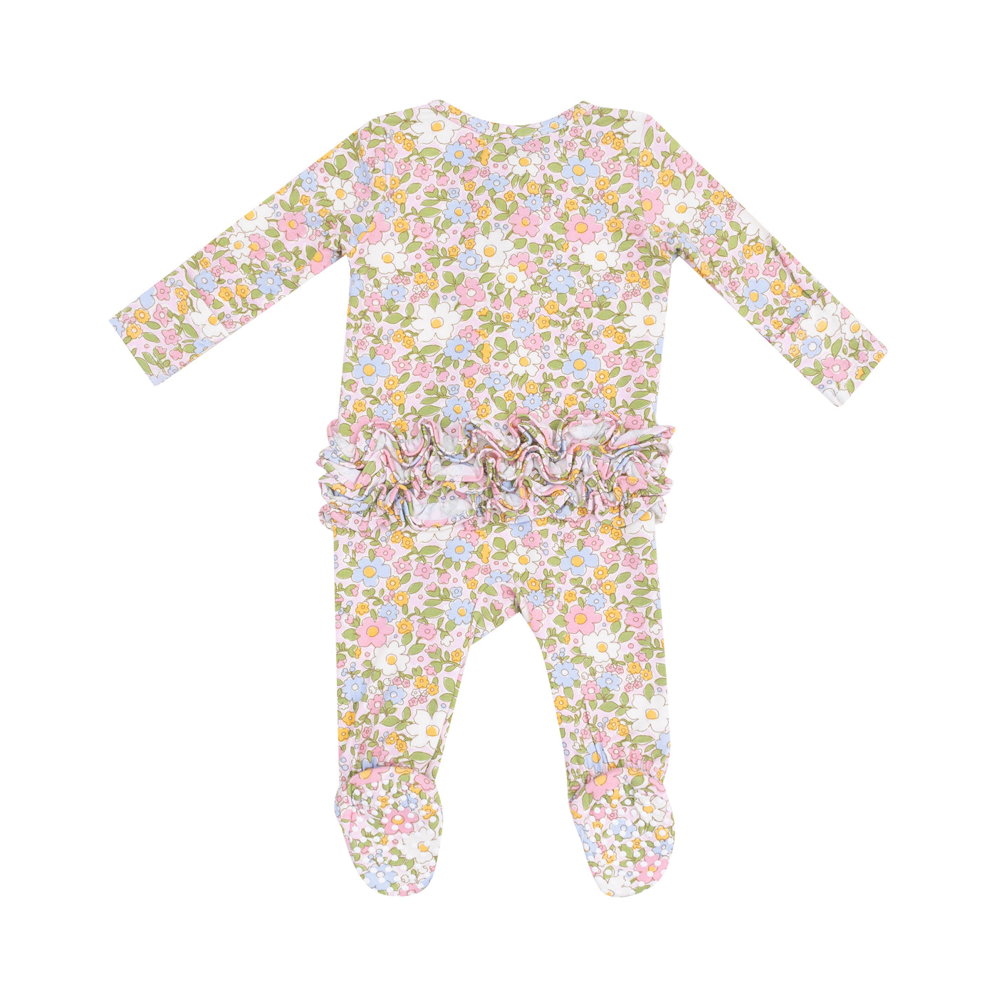 2 Way Zipper Ruffle Front Footie - Bubbly Baby Calico