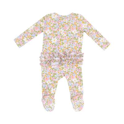 2 Way Zipper Ruffle Front Footie - Bubbly Baby Calico