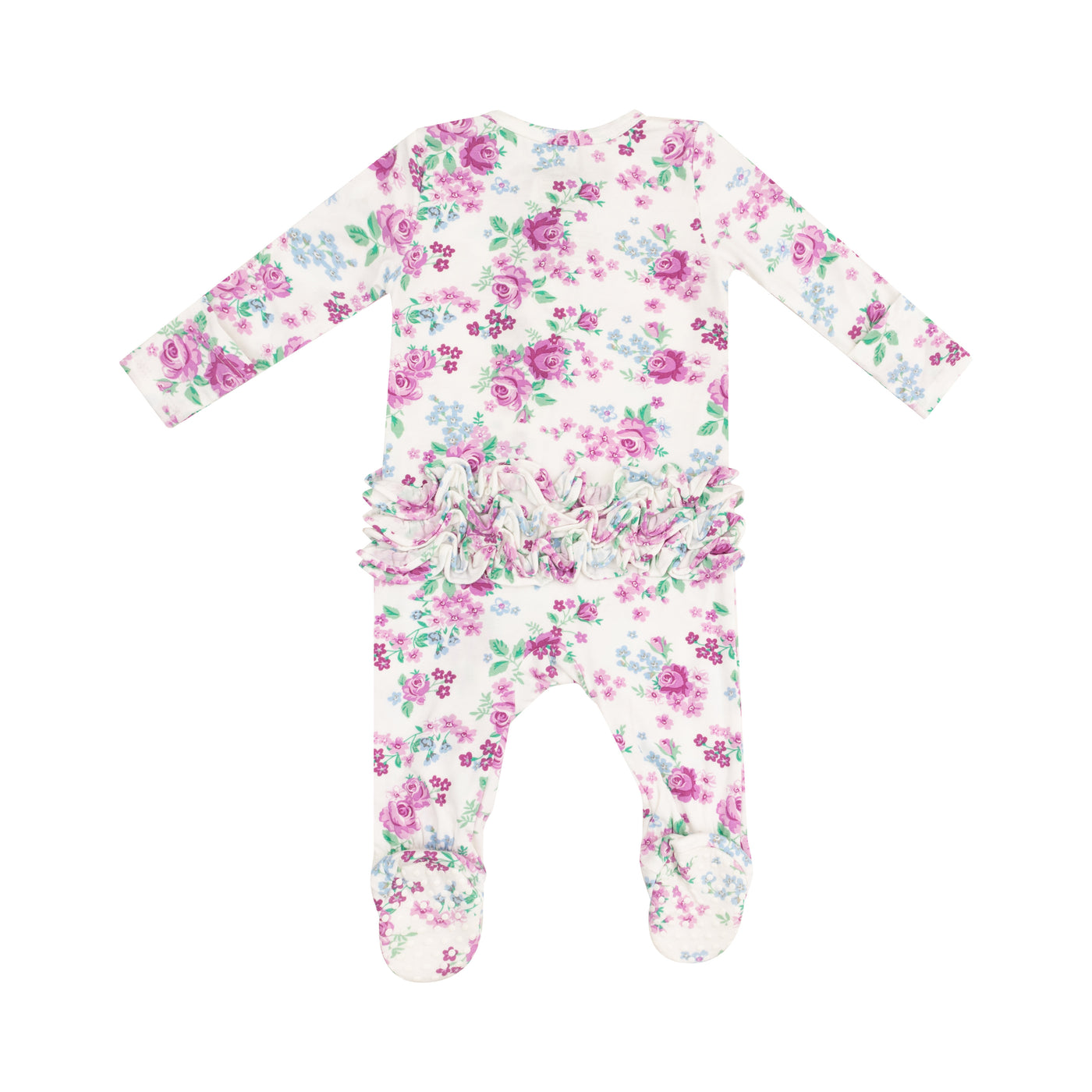 2 Way Zipper Ruffle Front Footie - Cute Little Roses