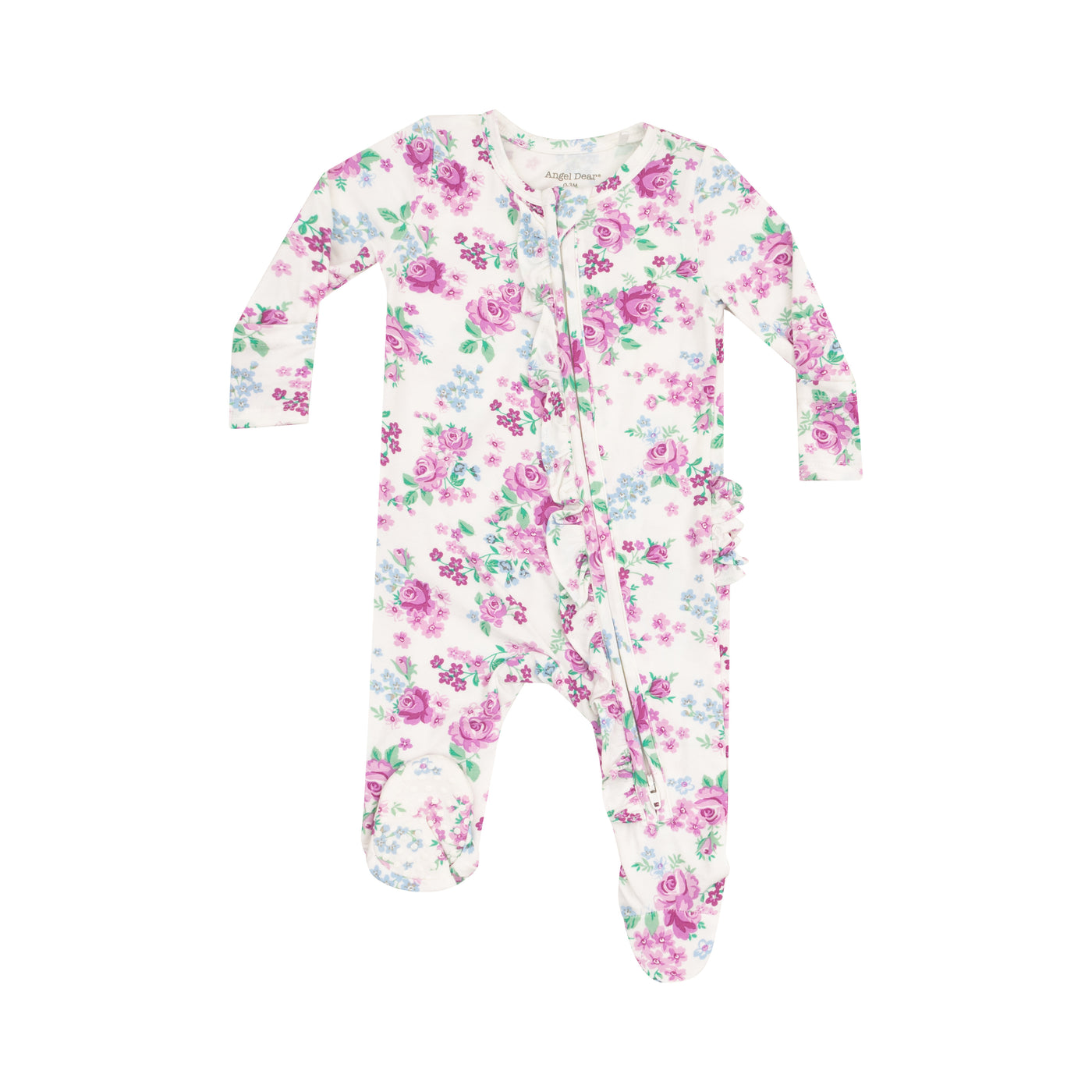 2 Way Zipper Ruffle Front Footie - Cute Little Roses